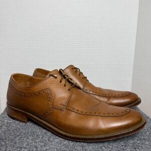 Panelli Italian Leather Wingtip Derby Shoes Brown Cognac Men 9 Made Italy